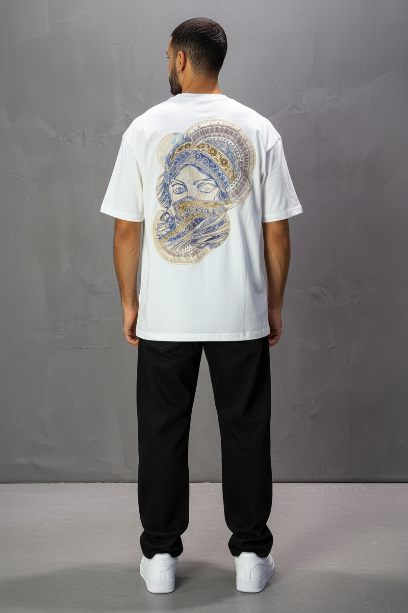 T-Shirt Oversize Blanc Brodé – Art Oriental 5108