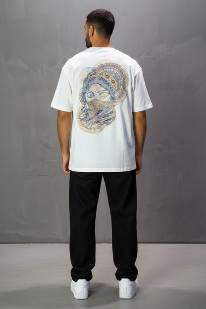 T-Shirt Oversize Blanc Brodé – Art Oriental 5108