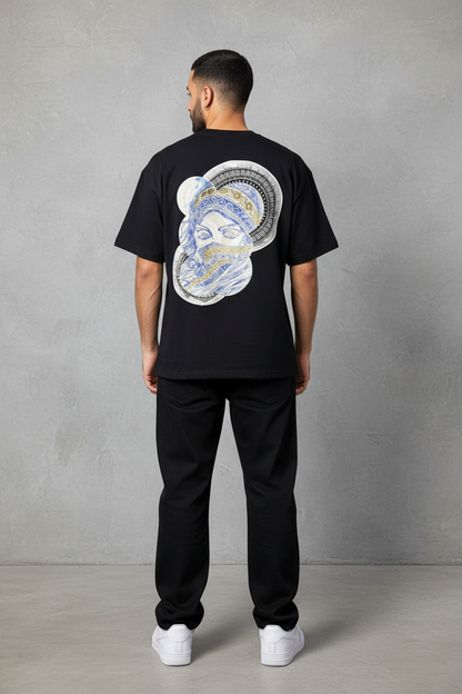 T-Shirt Oversize Noir Brodé – Art Oriental 5108