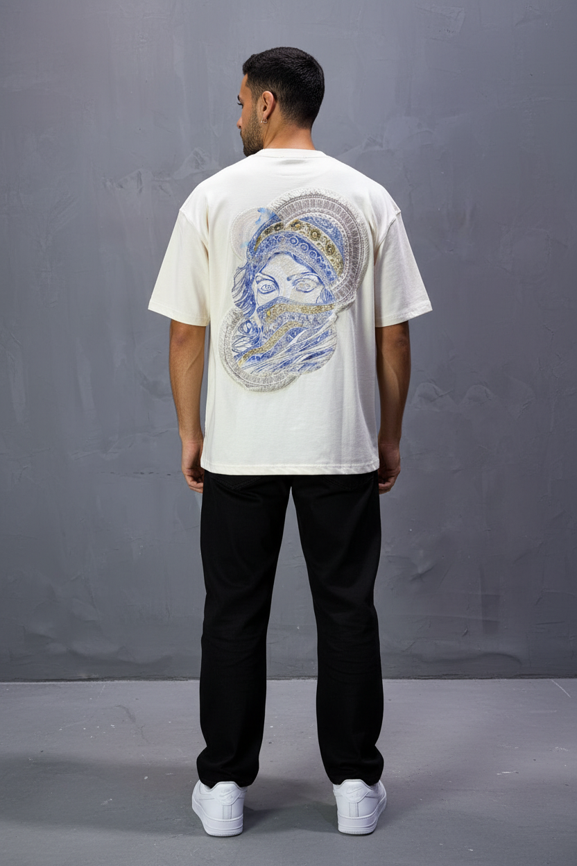 T-Shirt Oversize Beige Brodé – Art Oriental 5108