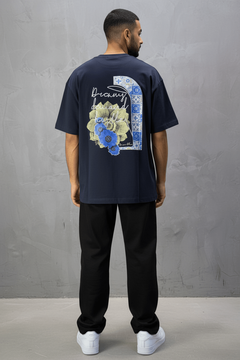 T-shirt Oversize Navy – Dreamy Demand Hustler 5103 - ZG PREMIUM
