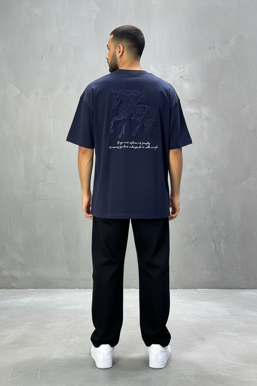 T-Shirt Oversize Navy Blue – Cheval Brodé 5124