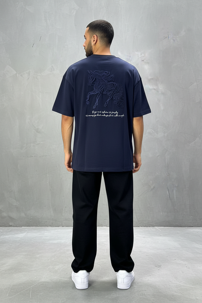 T-Shirt Oversize Navy Blue – Cheval Brodé 5124