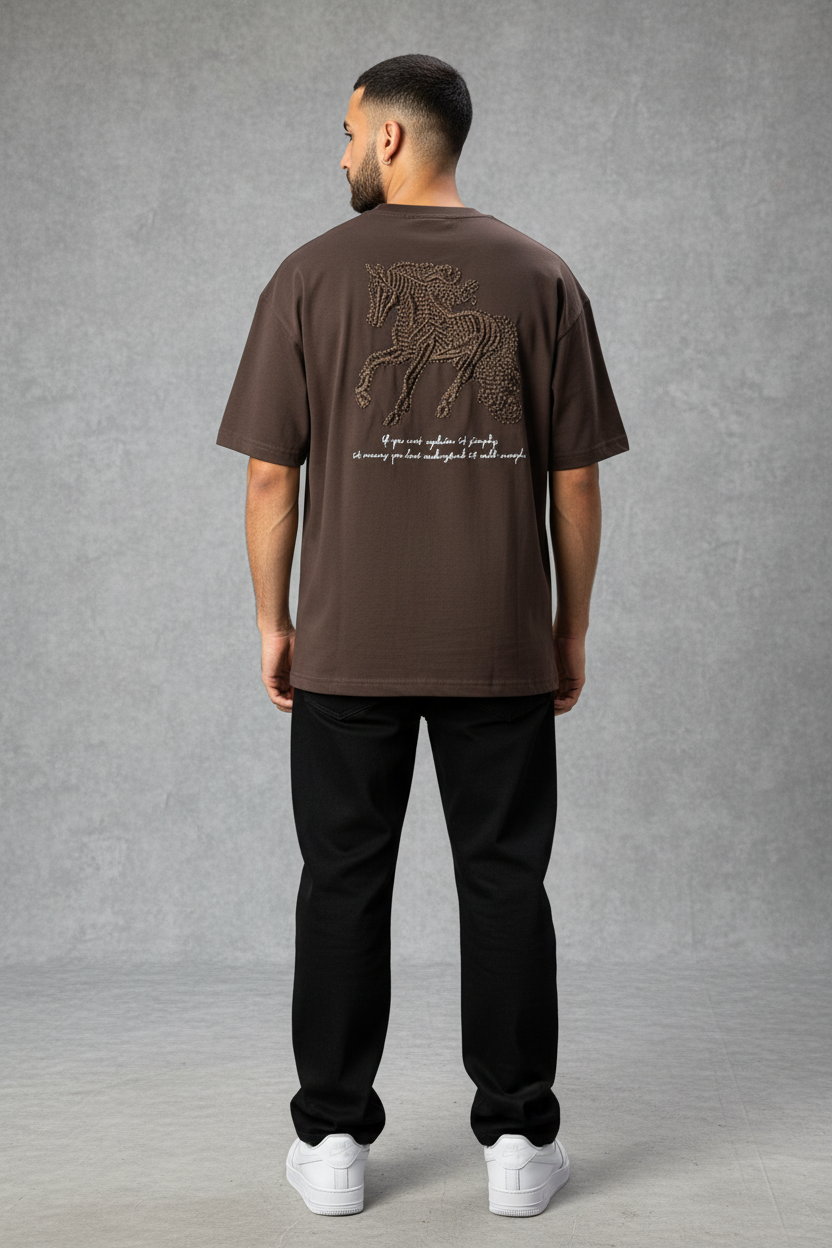 T-Shirt Oversize Brown – Cheval Brodé 5124