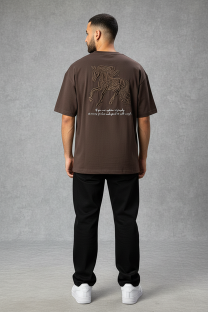 T-Shirt Oversize Brown – Cheval Brodé 5124