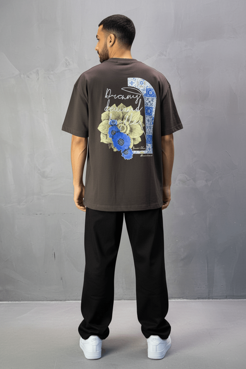 T-shirt Oversize brown – Dreamy Demand Hustler 5103 - ZG PREMIUM