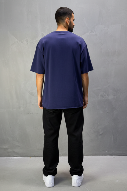 T-Shirt Oversize Navy Blue – Tissu Épais  T42