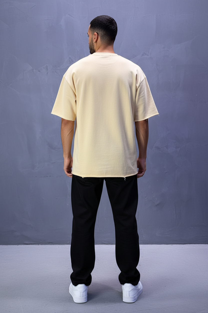 T-Shirt Oversize Butter Yellow – Tissu Épais  T42