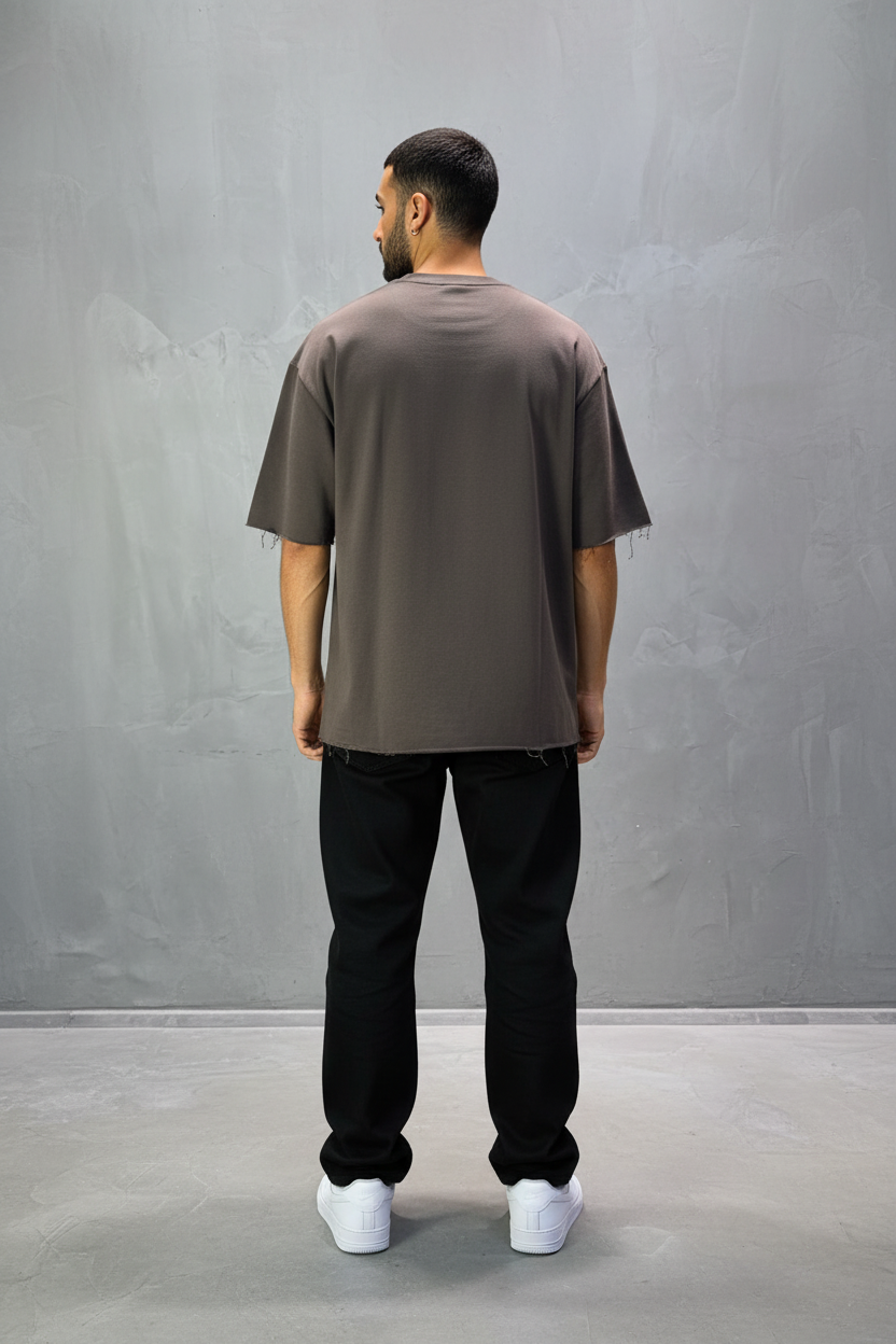 T-Shirt Oversize Dark brown  – Tissu Épais  42