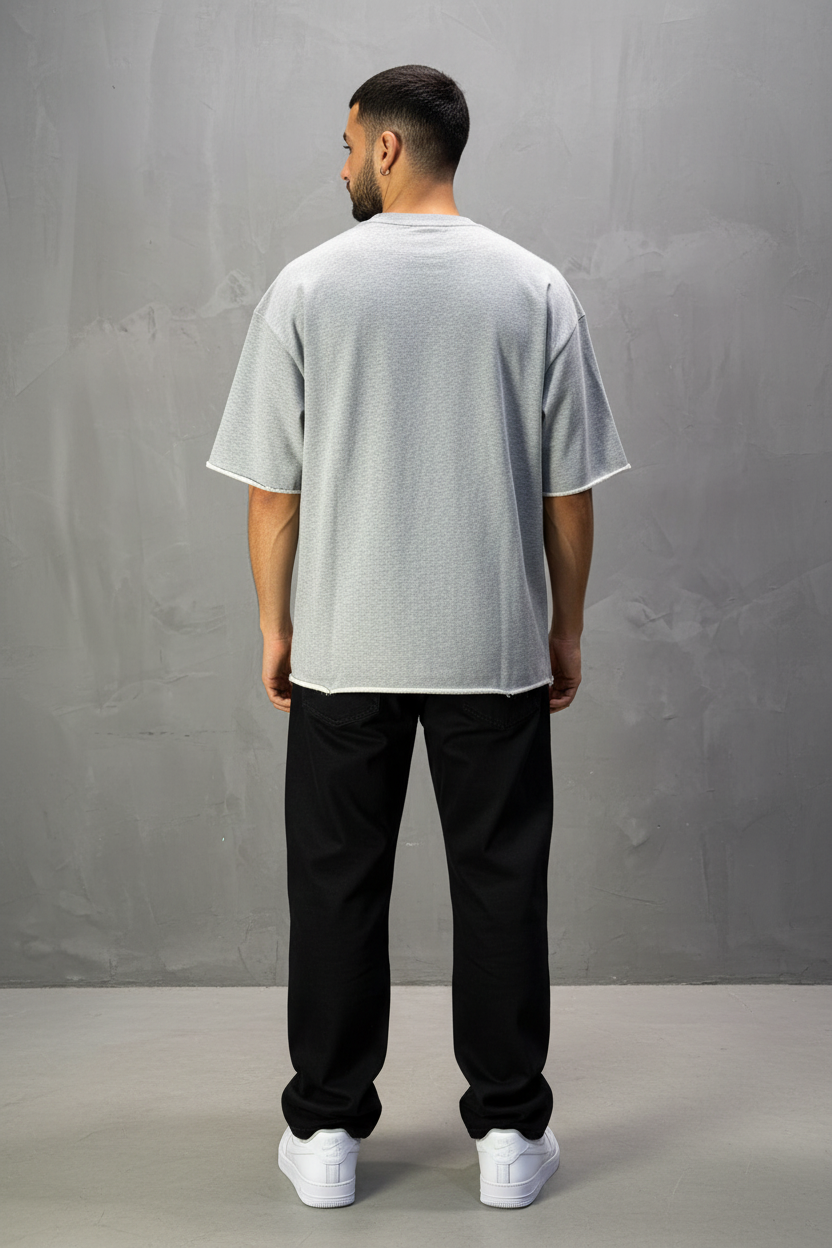 T-Shirt Oversize Light Gray – Tissu Épais  42