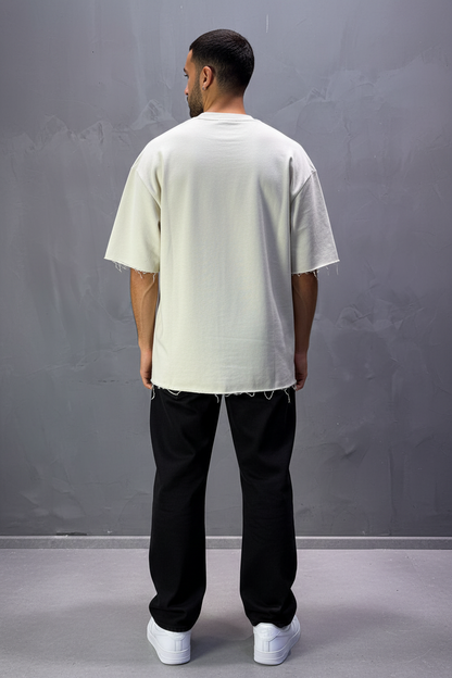 T-Shirt Oversize Off-White / Cream – Tissu Épais  42