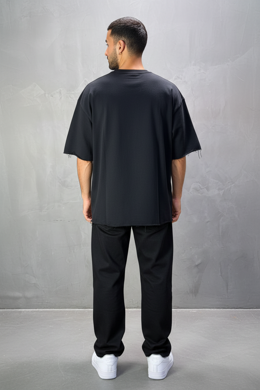 T-Shirt Oversize Black – Tissu Épais  42