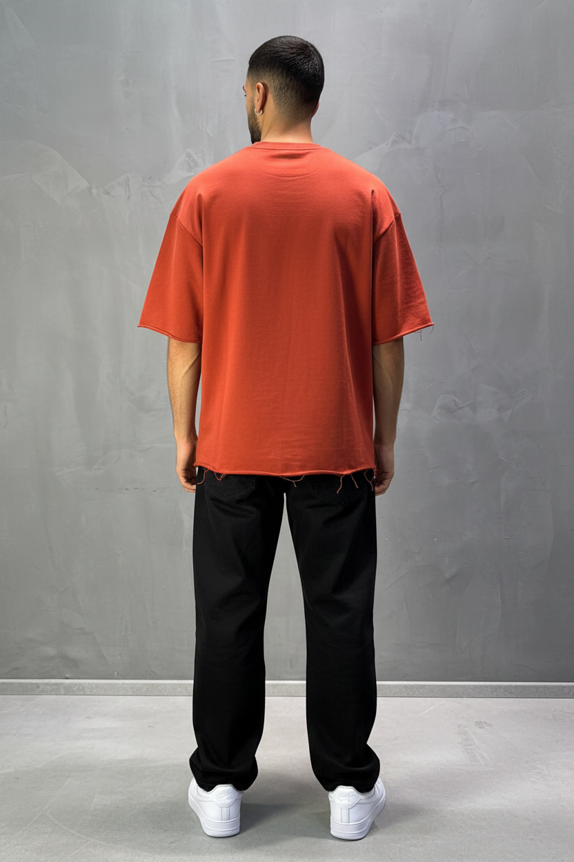 T-Shirt Oversize Rust Orange  – Tissu Épais  42