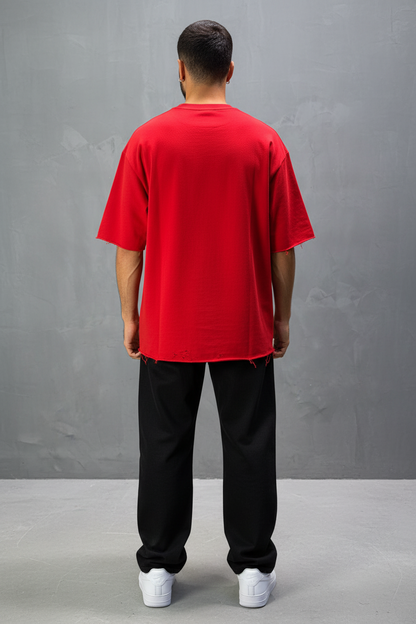 T-Shirt Oversize Red  – Tissu Épais  42