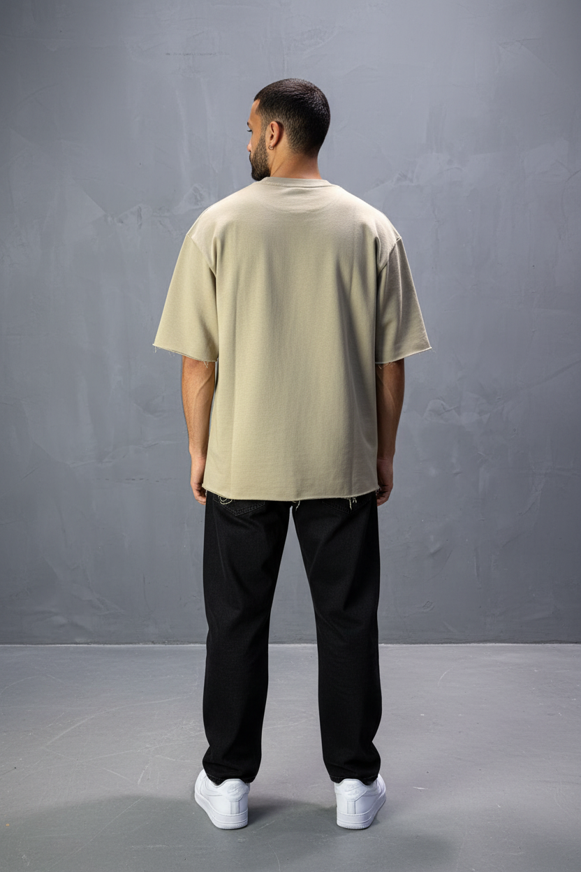 T-Shirt Oversize  Olive Beige  – Tissu Épais  42