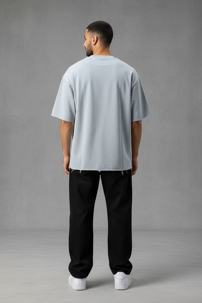 T-Shirt Oversize Light Blue Gray – Tissu Épais  42