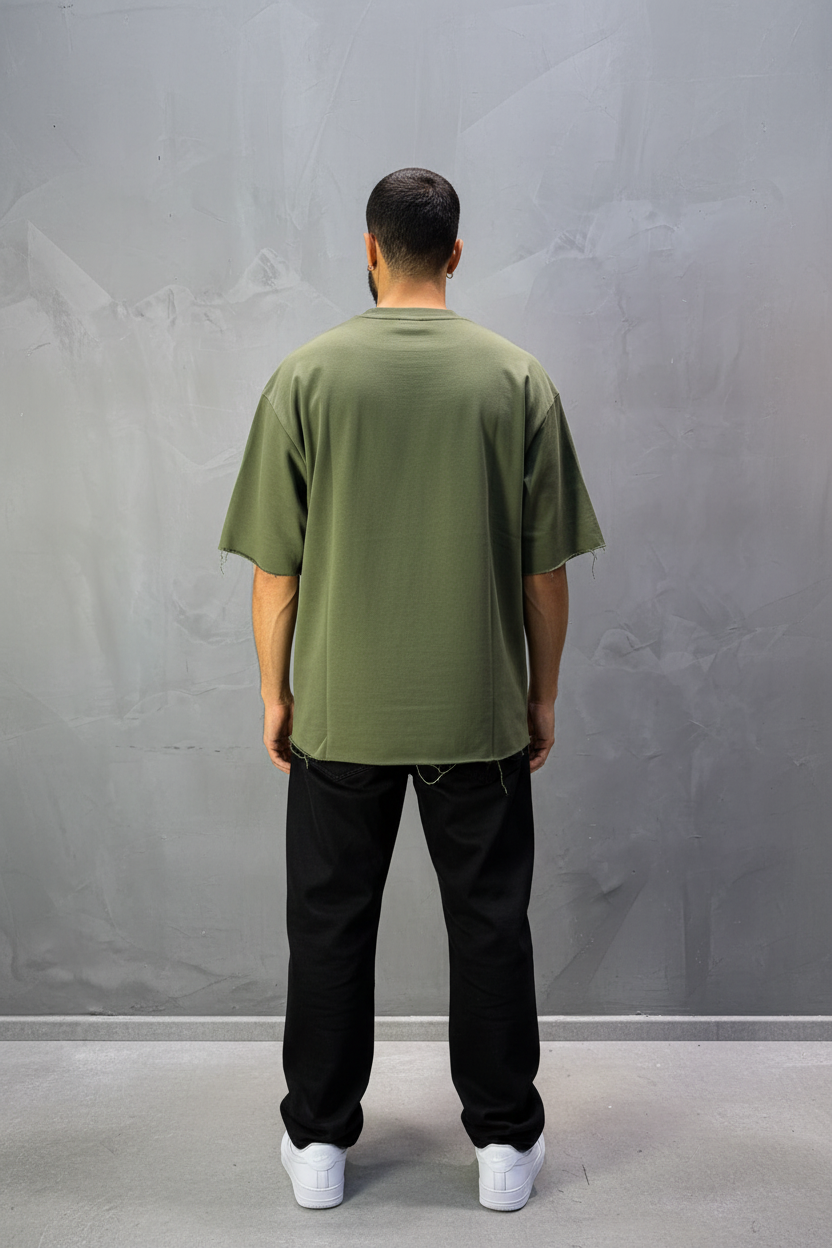 T-Shirt Oversize Army Green  – Tissu Épais  42