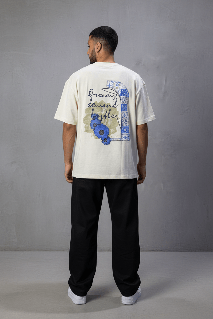 T-shirt Oversize beige – Dreamy Demand Hustler 5103 - ZG PREMIUM