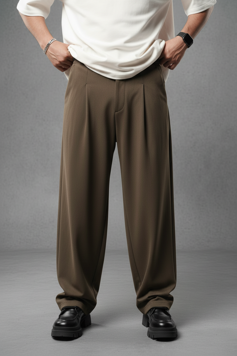 Pantalon Large Brown à Plis BGY1029