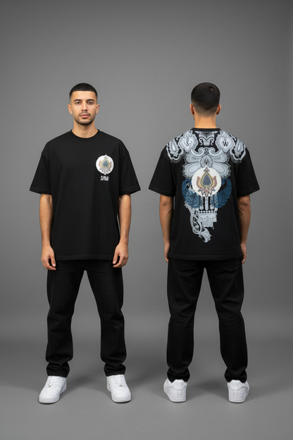 T-Shirt Noir Oversize Broderie Paisley Baroque SAW 5112