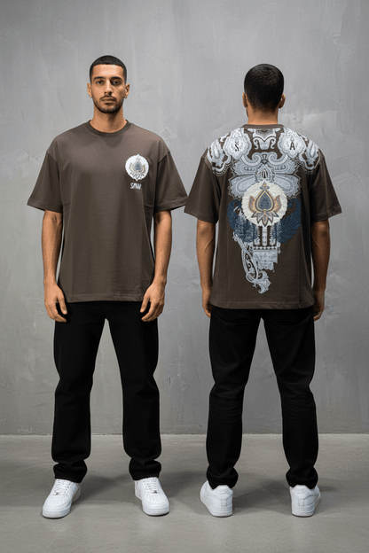 T-Shirt brown Oversize Broderie Paisley Baroque SAW 5112