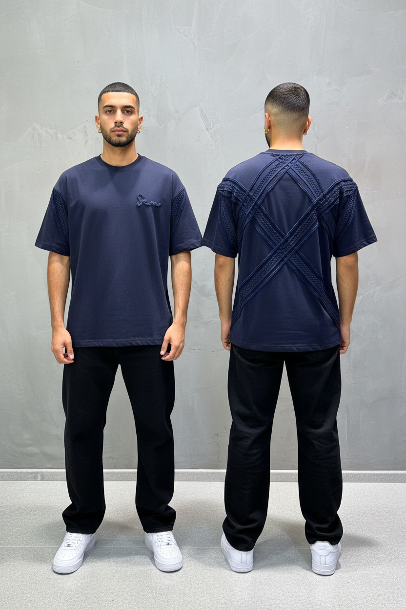 T-Shirt Oversize Navy Blue "Sam" Diamond | SAW Urbanity 5085