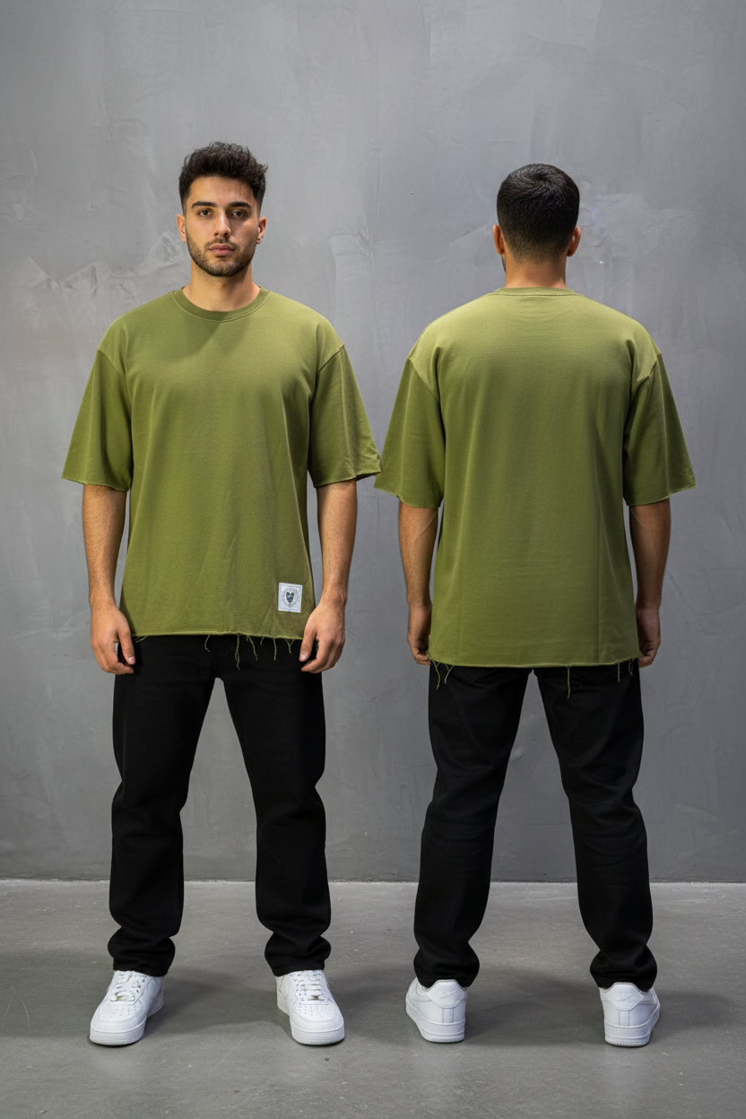 T-Shirt Oversize khaki – Tissu Épais  42