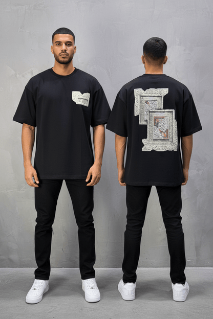 T-Shirt Oversize SAW Baroque 3D Oriental Paisley Noir Premium 5107 - ZG PREMIUM