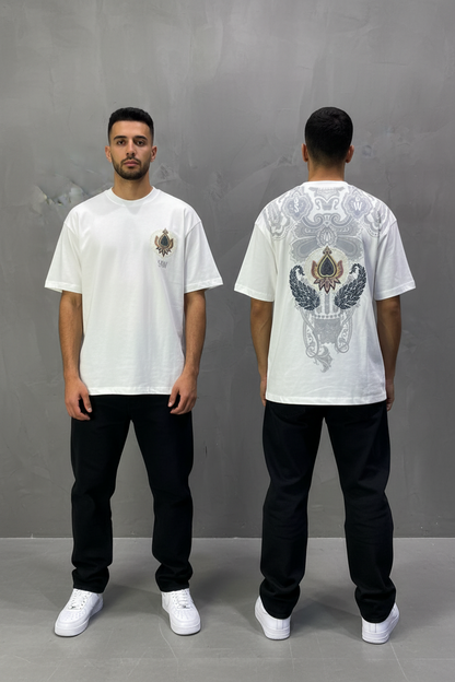 T-Shirt Blanc Oversize Broderie Paisley Baroque SAW 5112