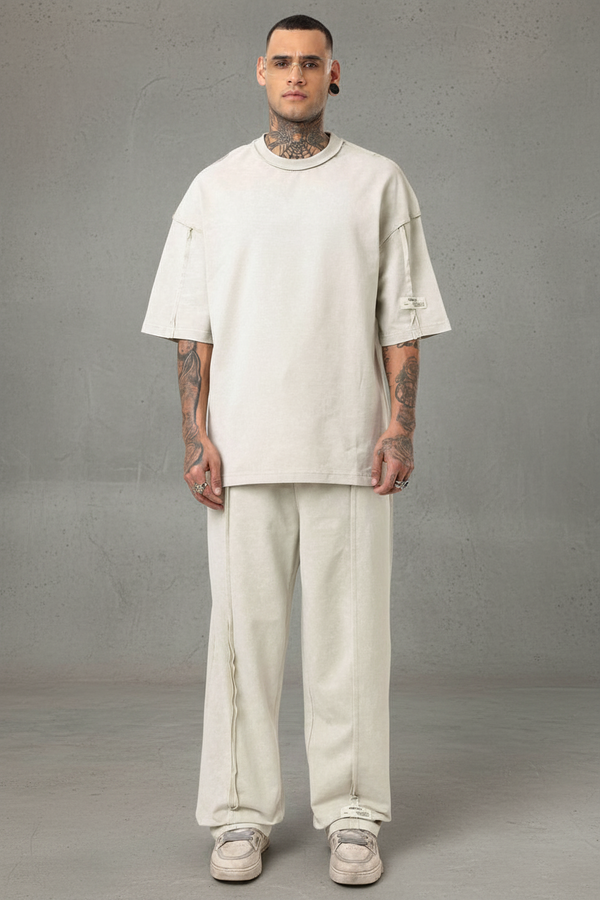 Ensemble Crème — Contrast Stitch & Zipper 9002
