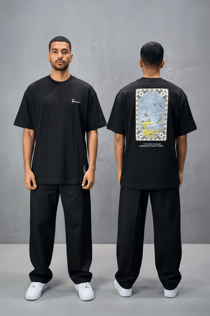 T-Shirt Oversize Noir — Illustration Peintre & Citation Poétique 5097