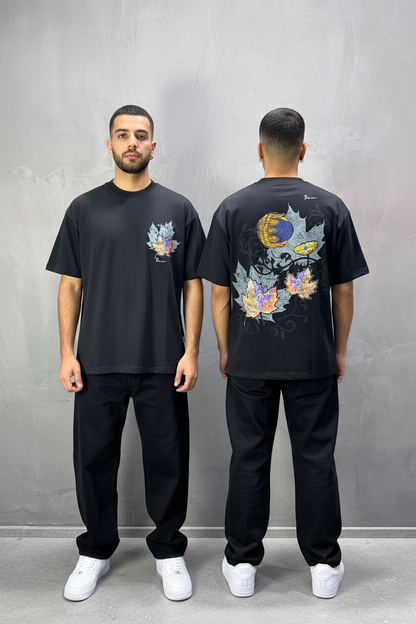 T-Shirt Oversize Noir Feuille d'Érable 5118