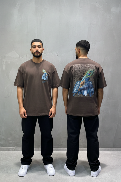 T-Shirt Oversize Brown Plume de Paon | SAW Urbanity 5133
