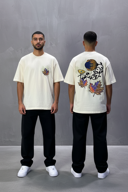 T-Shirt Oversize Beige Feuille d'Érable 5118