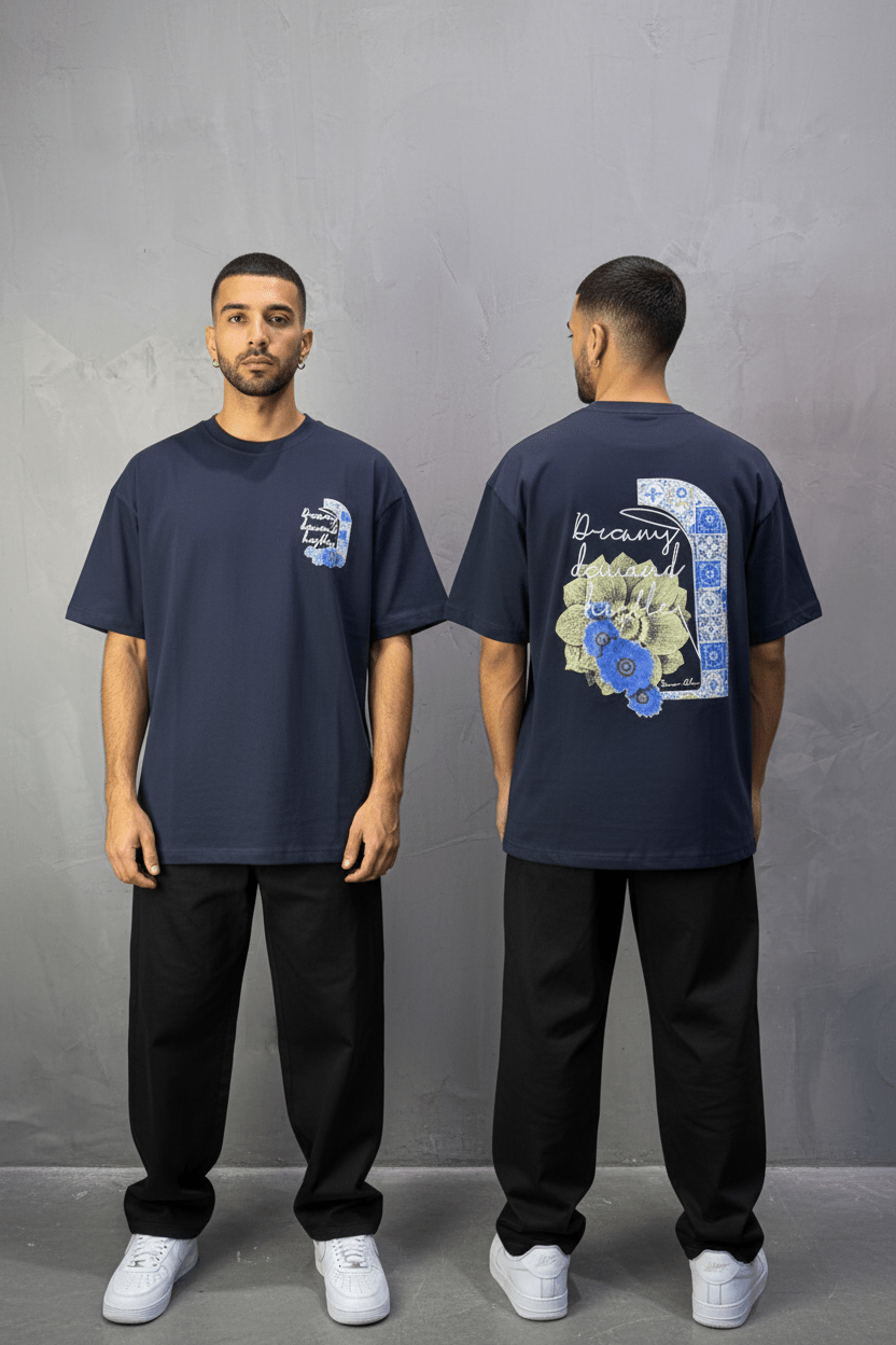 T-shirt Oversize Navy – Dreamy Demand Hustler 5103 - ZG PREMIUM