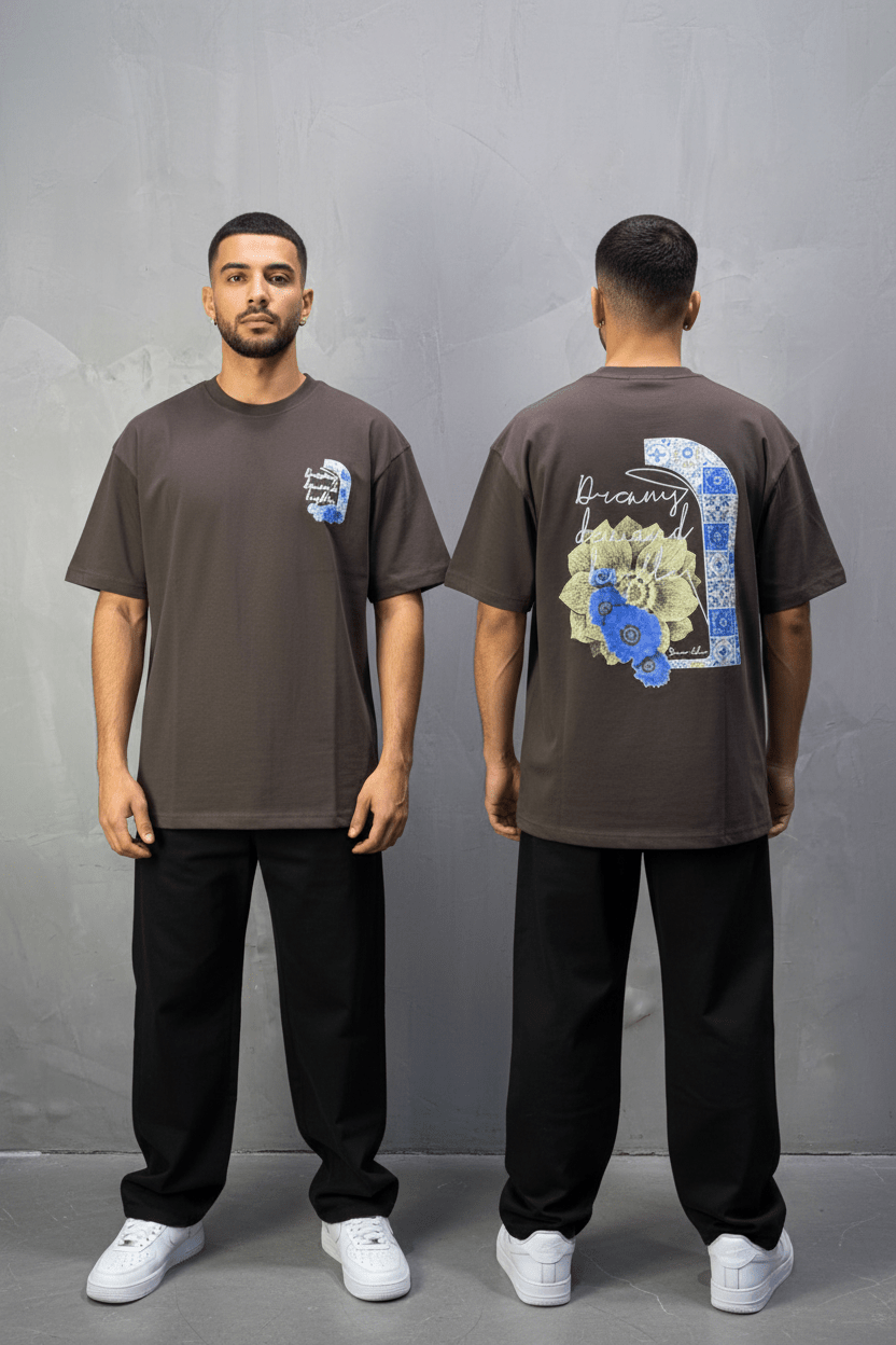 T-shirt Oversize brown – Dreamy Demand Hustler 5103 - ZG PREMIUM
