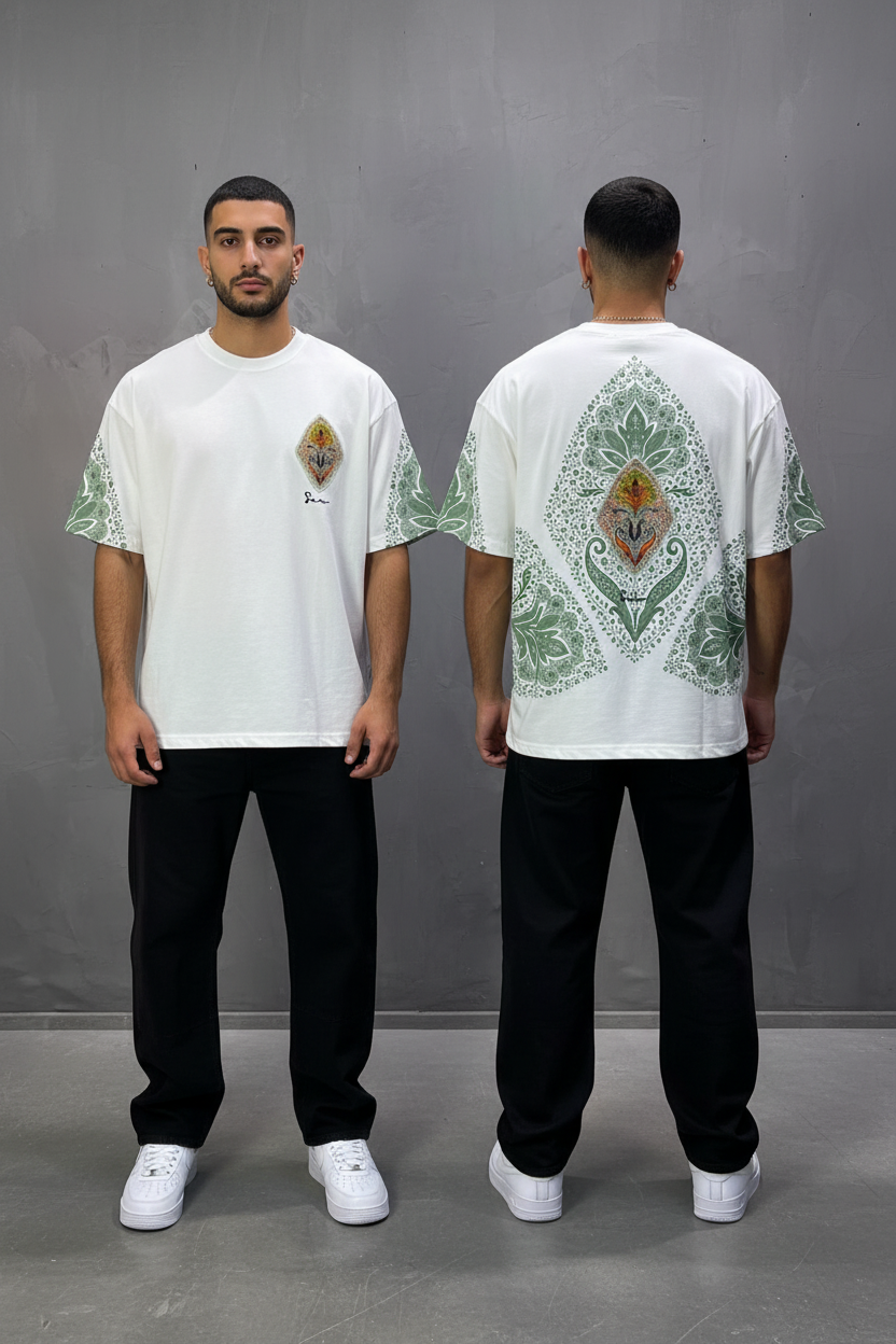 T-Shirt Oversize Blanc – Paon & Paisley 5071