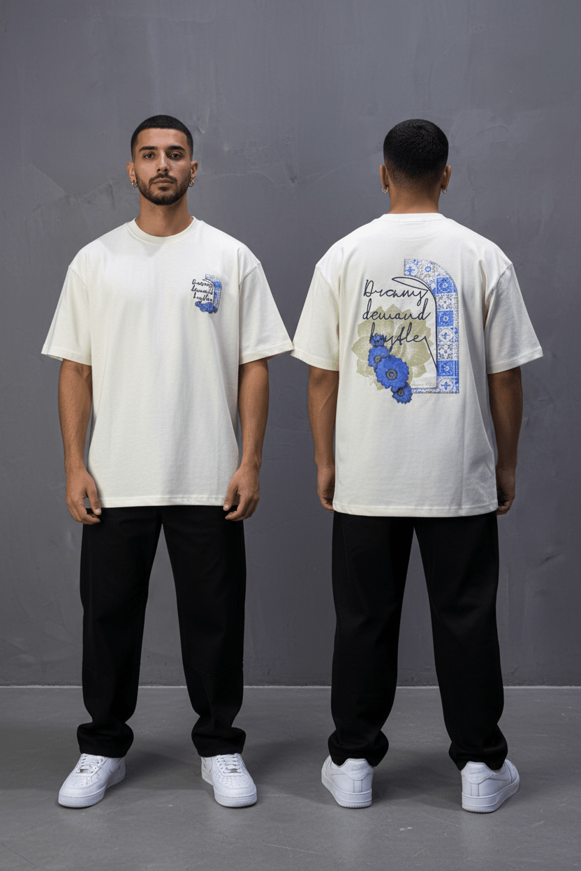 T-shirt Oversize beige – Dreamy Demand Hustler 5103 - ZG PREMIUM