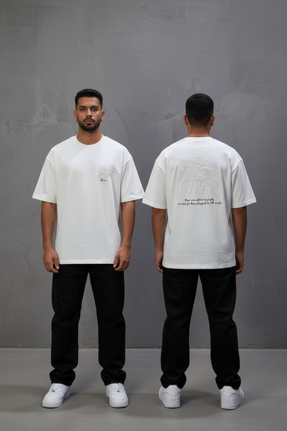 T-Shirt Oversize Blanc – Cheval Brodé 5124