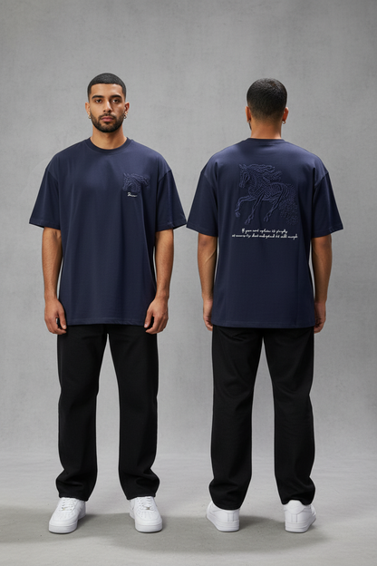T-Shirt Oversize Navy Blue – Cheval Brodé 5124