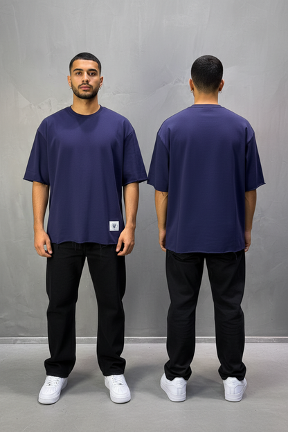 T-Shirt Oversize Navy Blue – Tissu Épais  T42