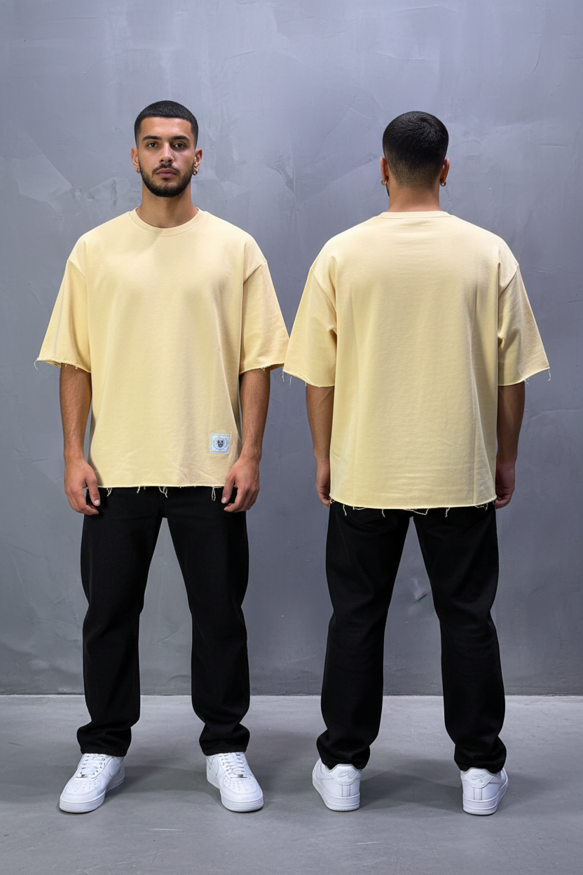 T-Shirt Oversize Butter Yellow – Tissu Épais  T42