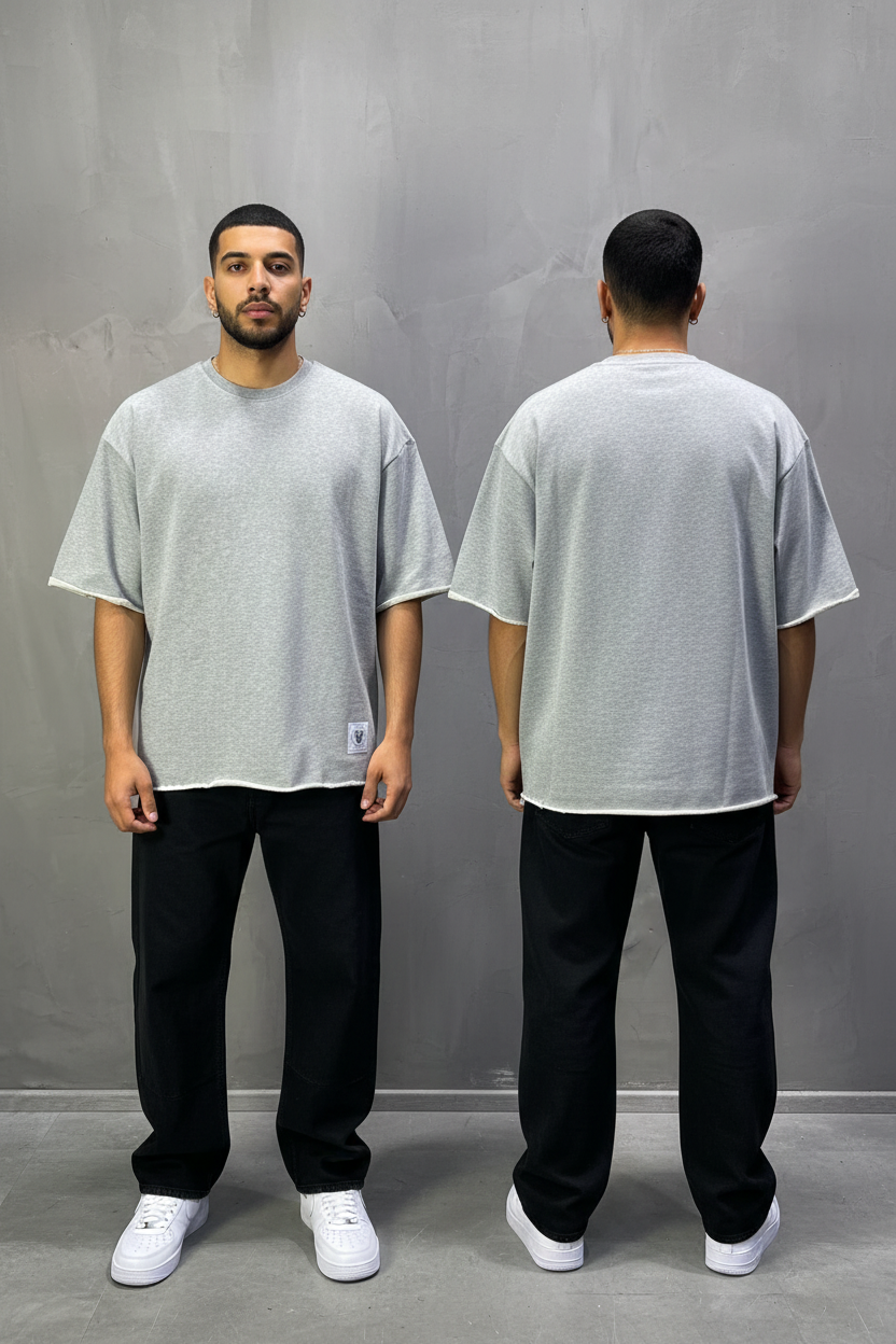 T-Shirt Oversize Light Gray – Tissu Épais  42