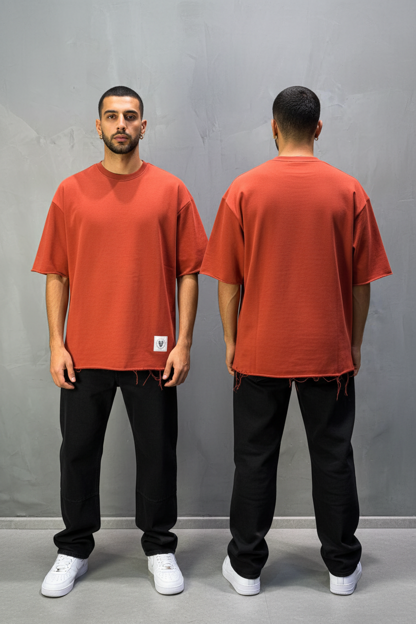T-Shirt Oversize Rust Orange  – Tissu Épais  42