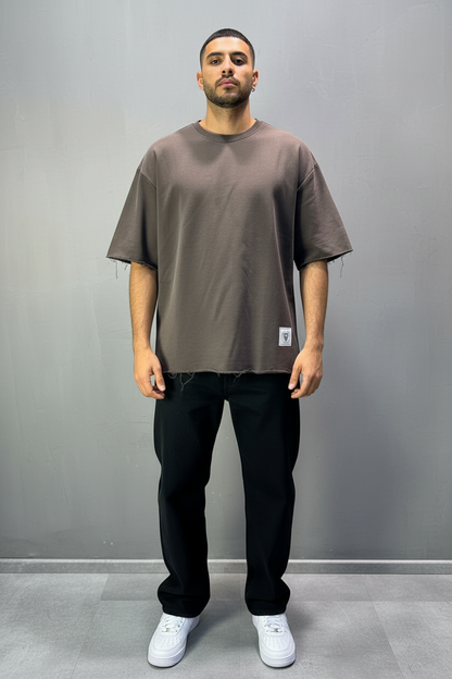 T-Shirt Oversize Dark brown  – Tissu Épais  42