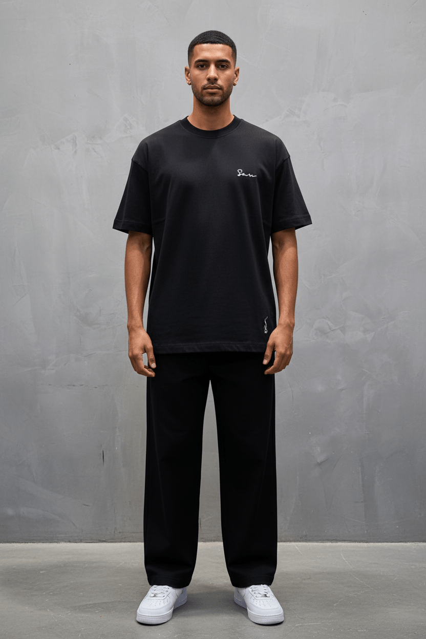 T-Shirt Oversize Noir — Illustration Peintre & Citation Poétique 5097