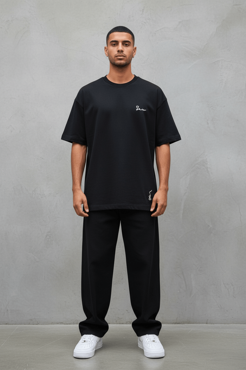 T-Shirt Oversize Noir — Illustration Peintre & Citation Poétique 5097