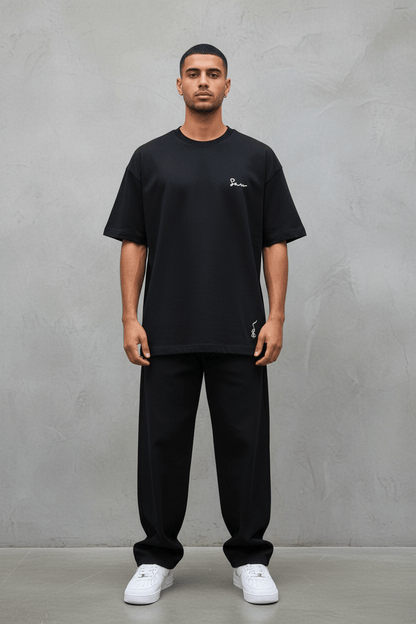 T-Shirt Oversize Noir — Illustration Peintre & Citation Poétique 5097