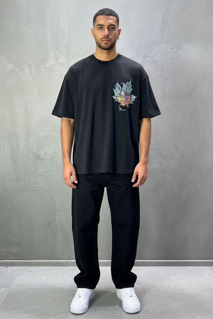 T-Shirt Oversize Noir Feuille d'Érable 5118