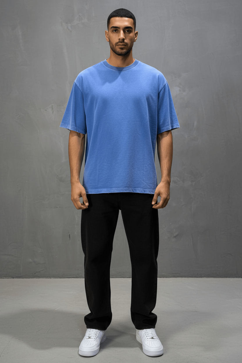 T-Shirt blue Oversize Washed Vintage 1976 - ZG PREMIUM